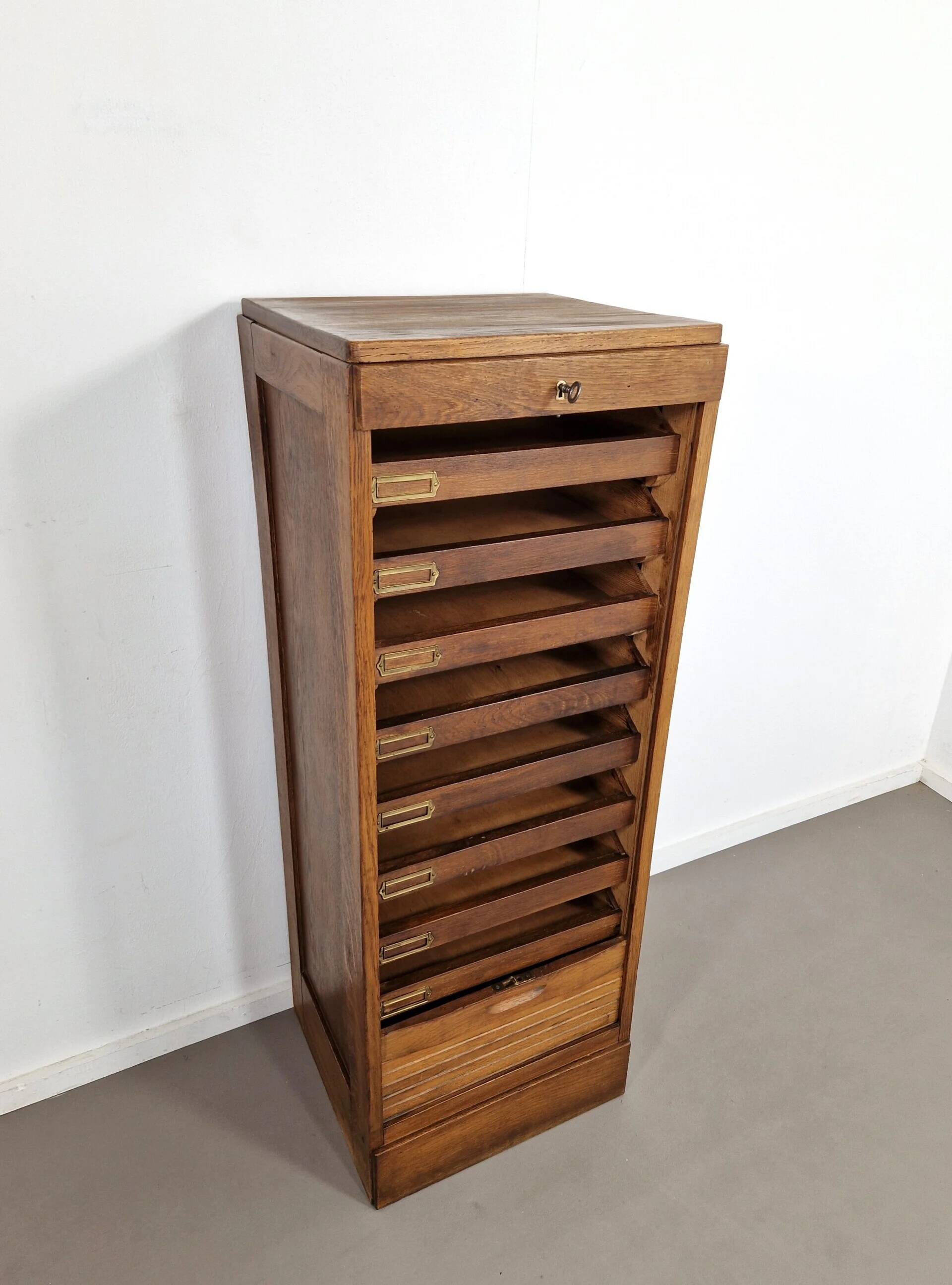 Vintage large oak shutter cabinet | 1930s
