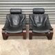 Paire de fauteuils kroken cuir design 1970