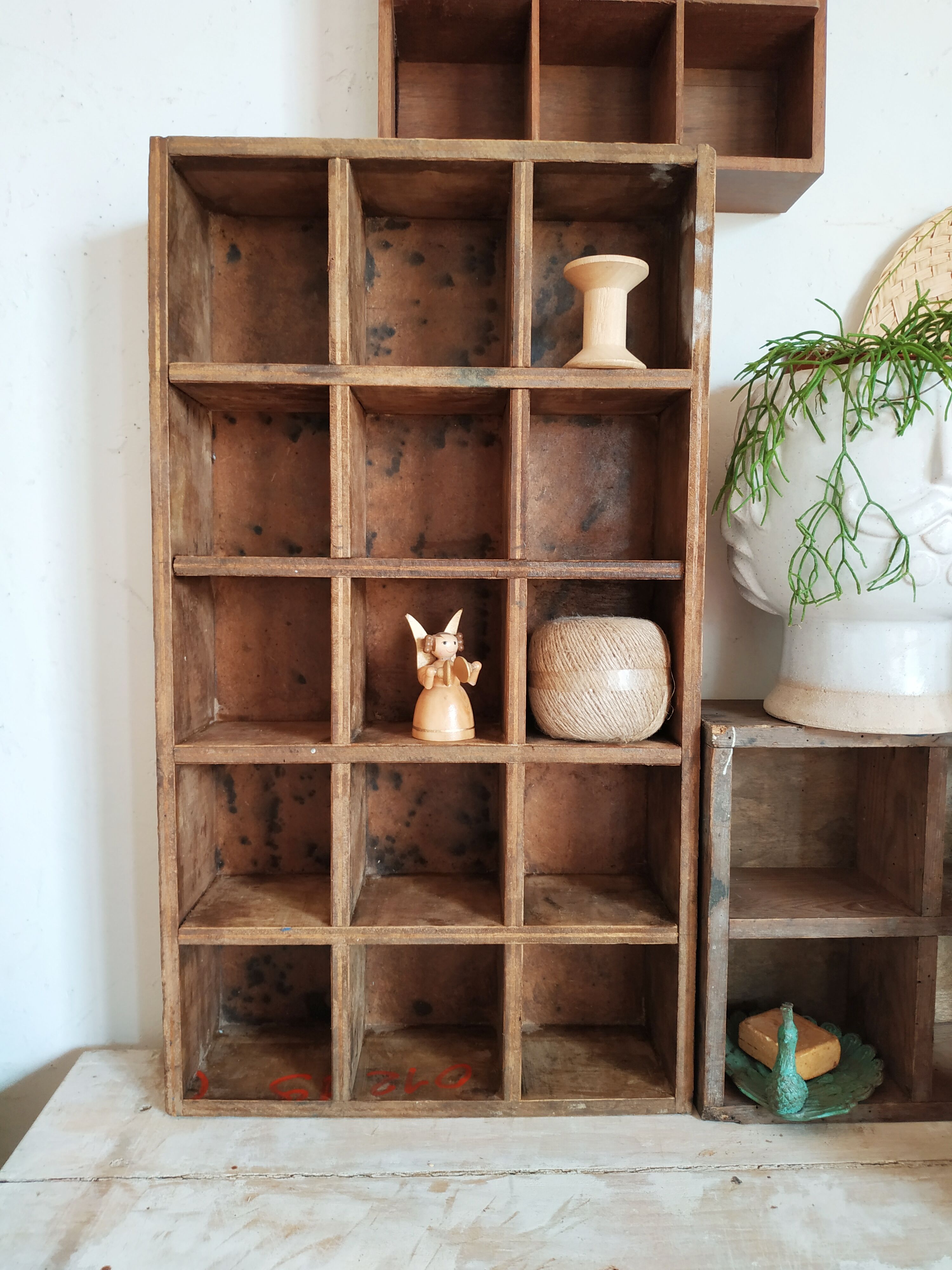 Industrial shelf, antique workshop wooden locker