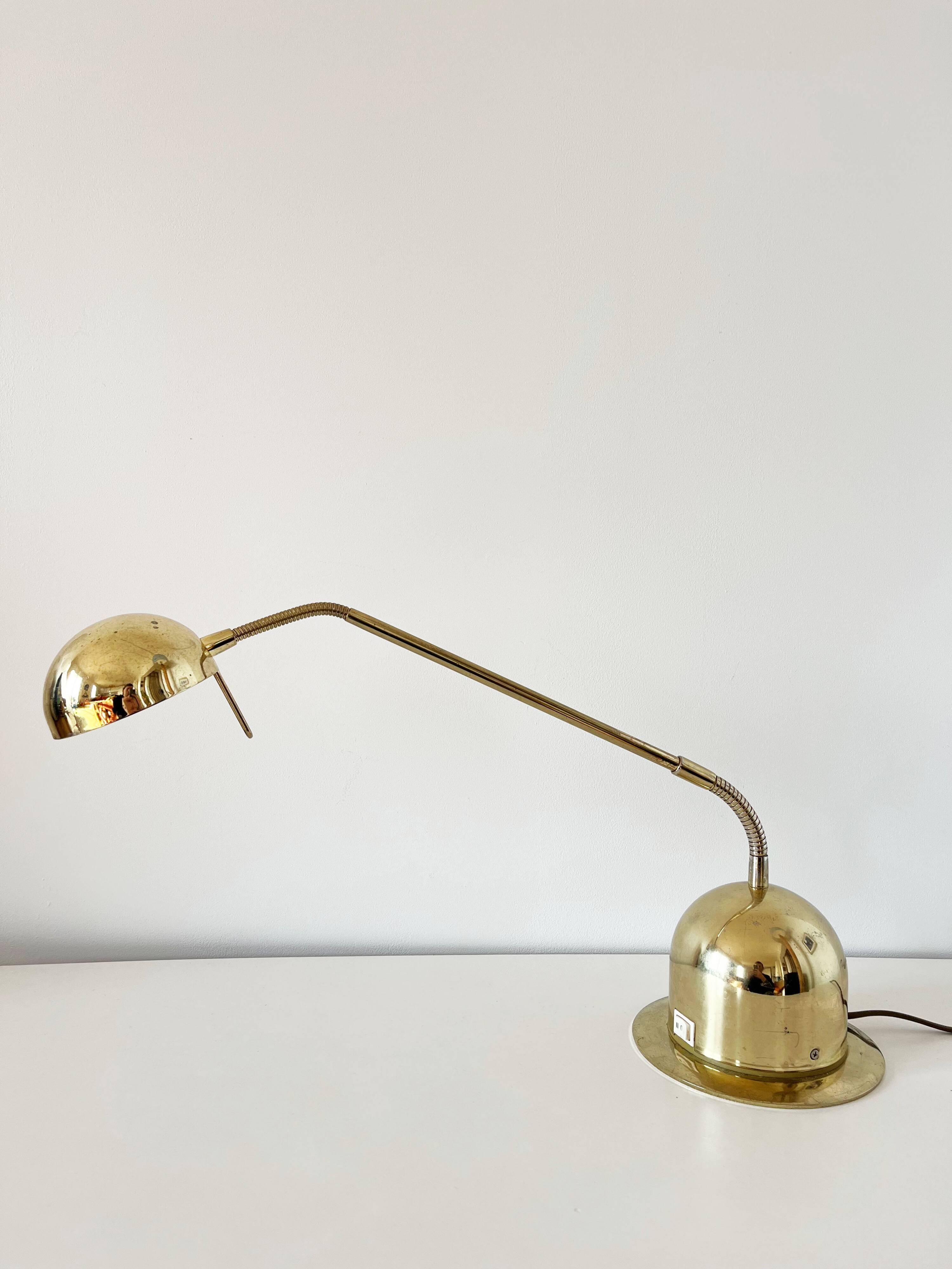 1980s brass articulated desk lamp