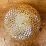 Plafonnier vintage en verre ambré pointe de diamant
