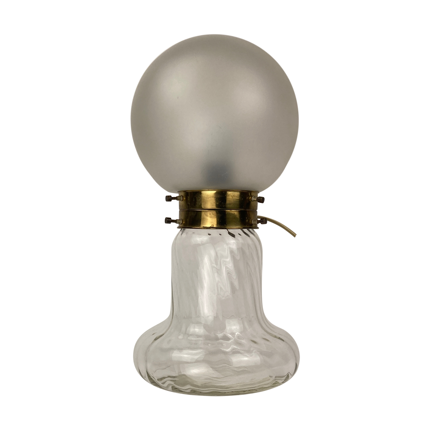 Midcentury Art Deco style swirl brass and glass mushroom table lamp