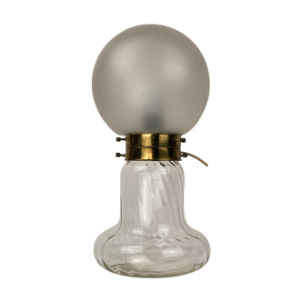 Midcentury Art Deco style swirl brass and glass mushroom table lamp