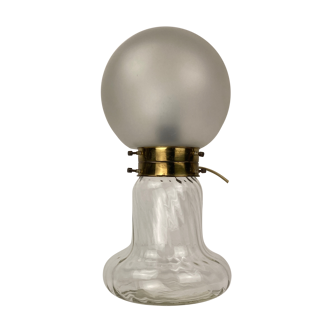 Lampe Art Déco style tourbillon laiton et champignon verre