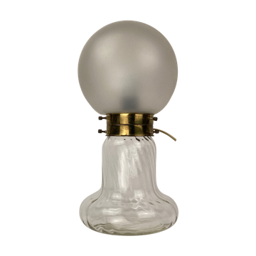 Lampe Art Déco style tourbillon laiton et champignon verre