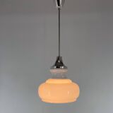 1970s Chrome & Milk Glass Pendant Light, Czechoslovakia