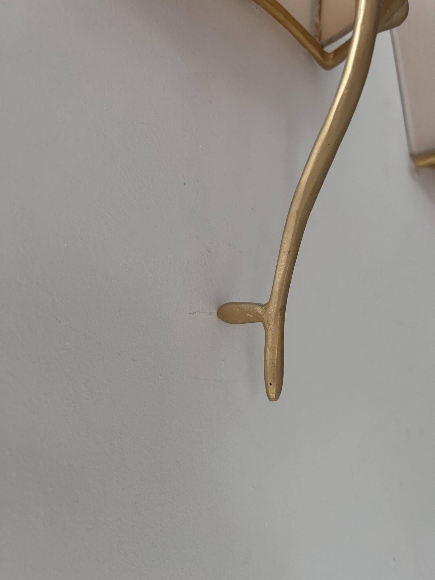 Pair of vintage wall lights, solid brass and ecru fabric, France 1980