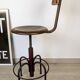 Chaise industrielle réglable ancienne avec dossier, pièce de caractère