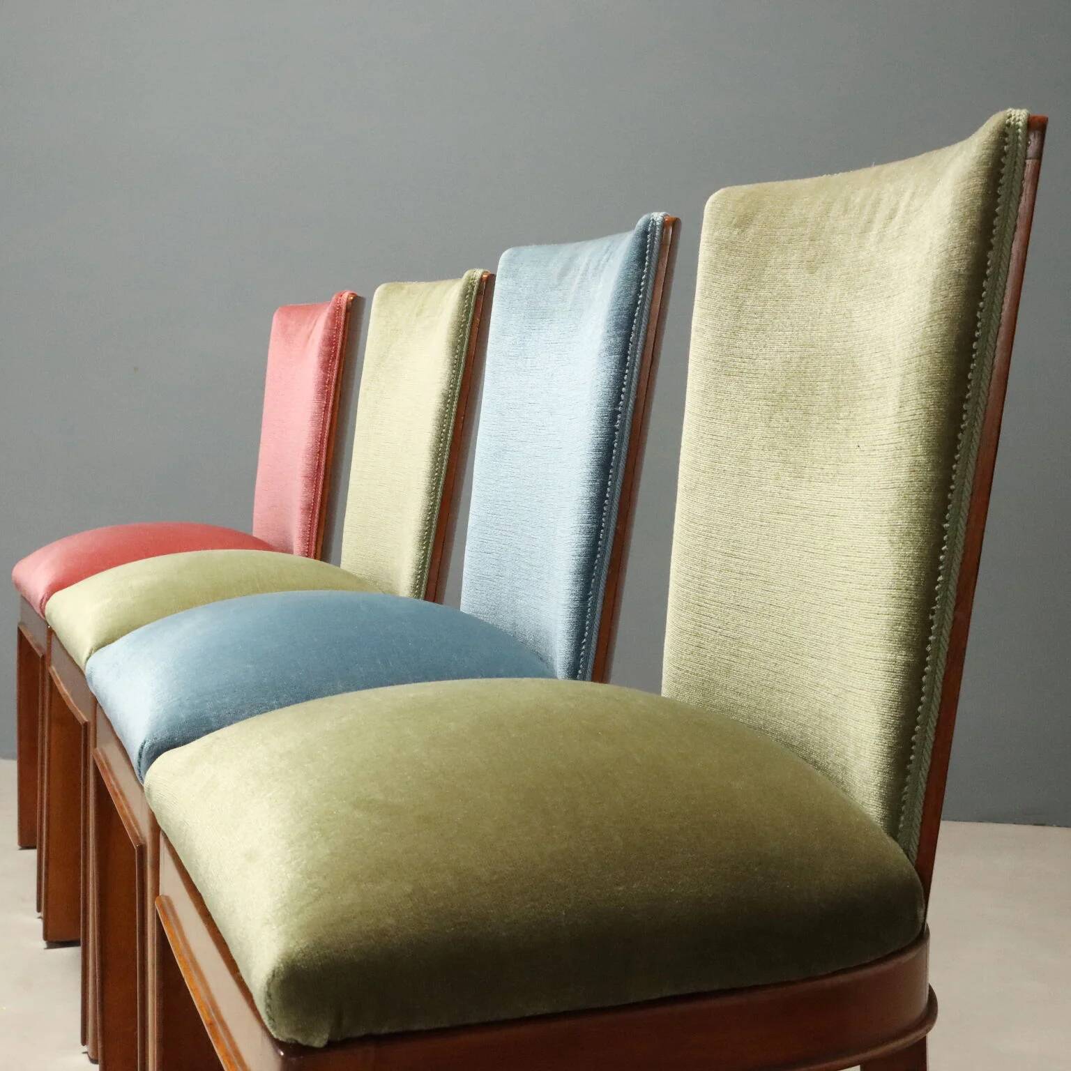 Ensemble de chaises vintage en velours