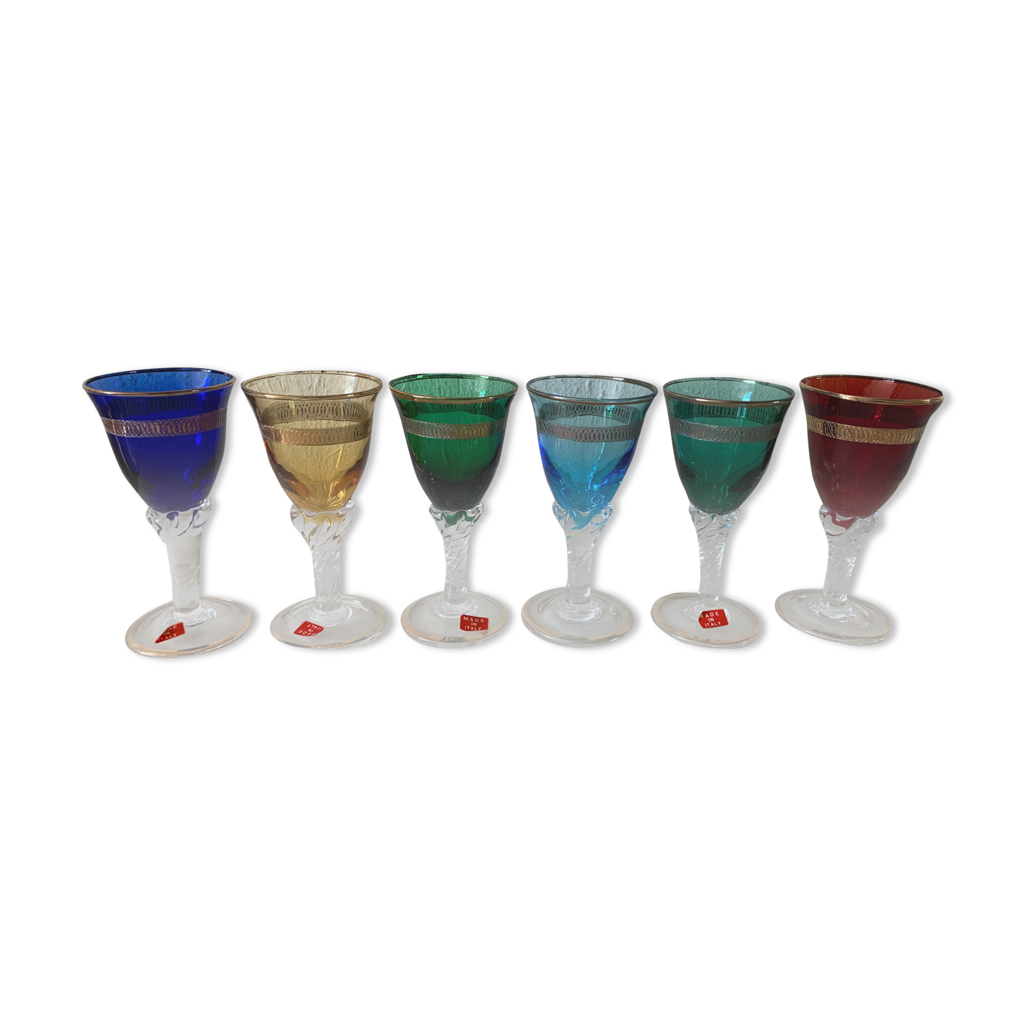 Murano multicolor liquor glasses