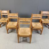 Set of 5 pine wood chairs by GM Mobler, 1960s