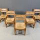Set of 5 pine wood chairs by GM Mobler, 1960s