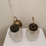 Pair of glass hanging lamps