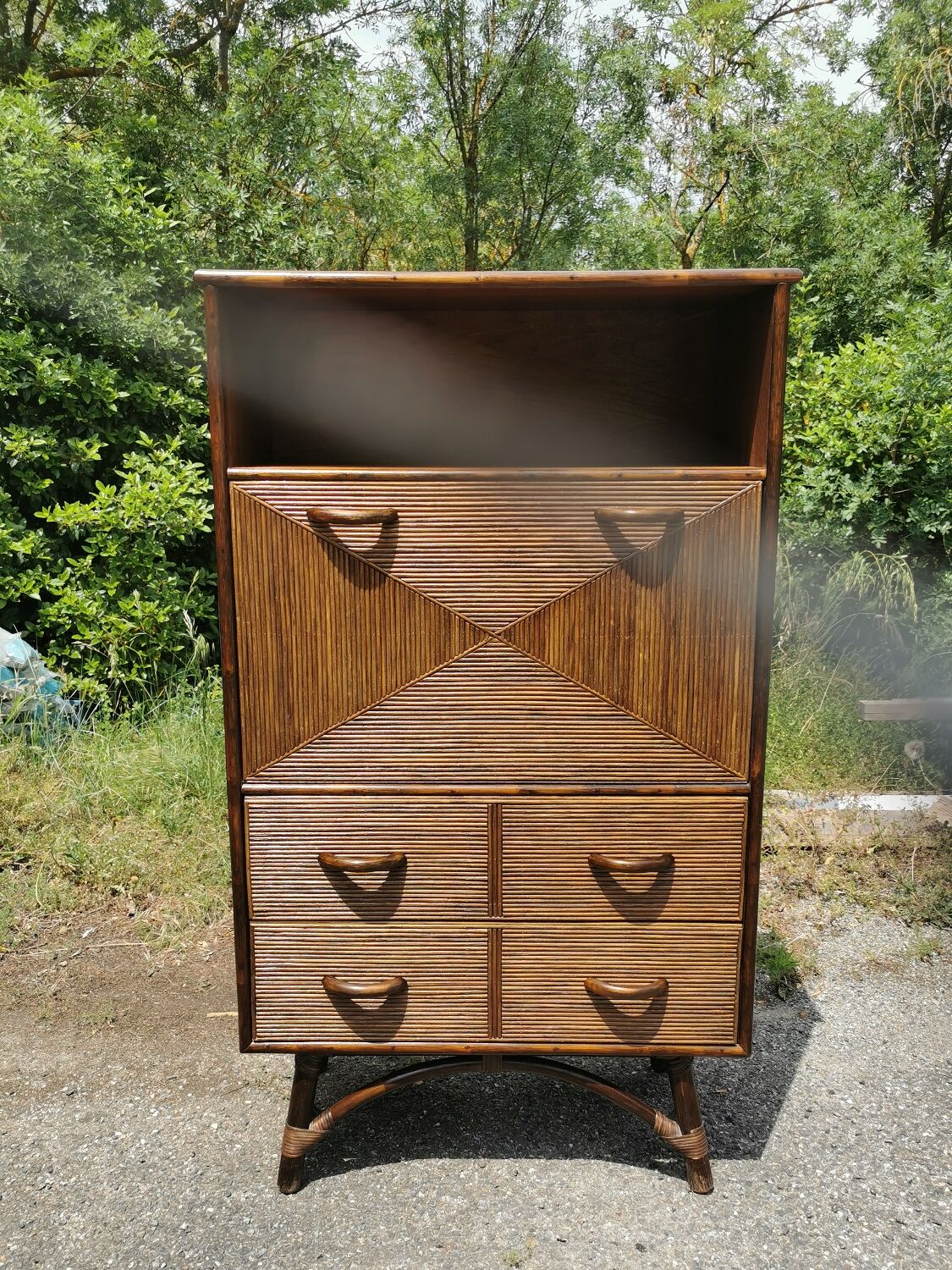 Vintage bamboo bar cabinet