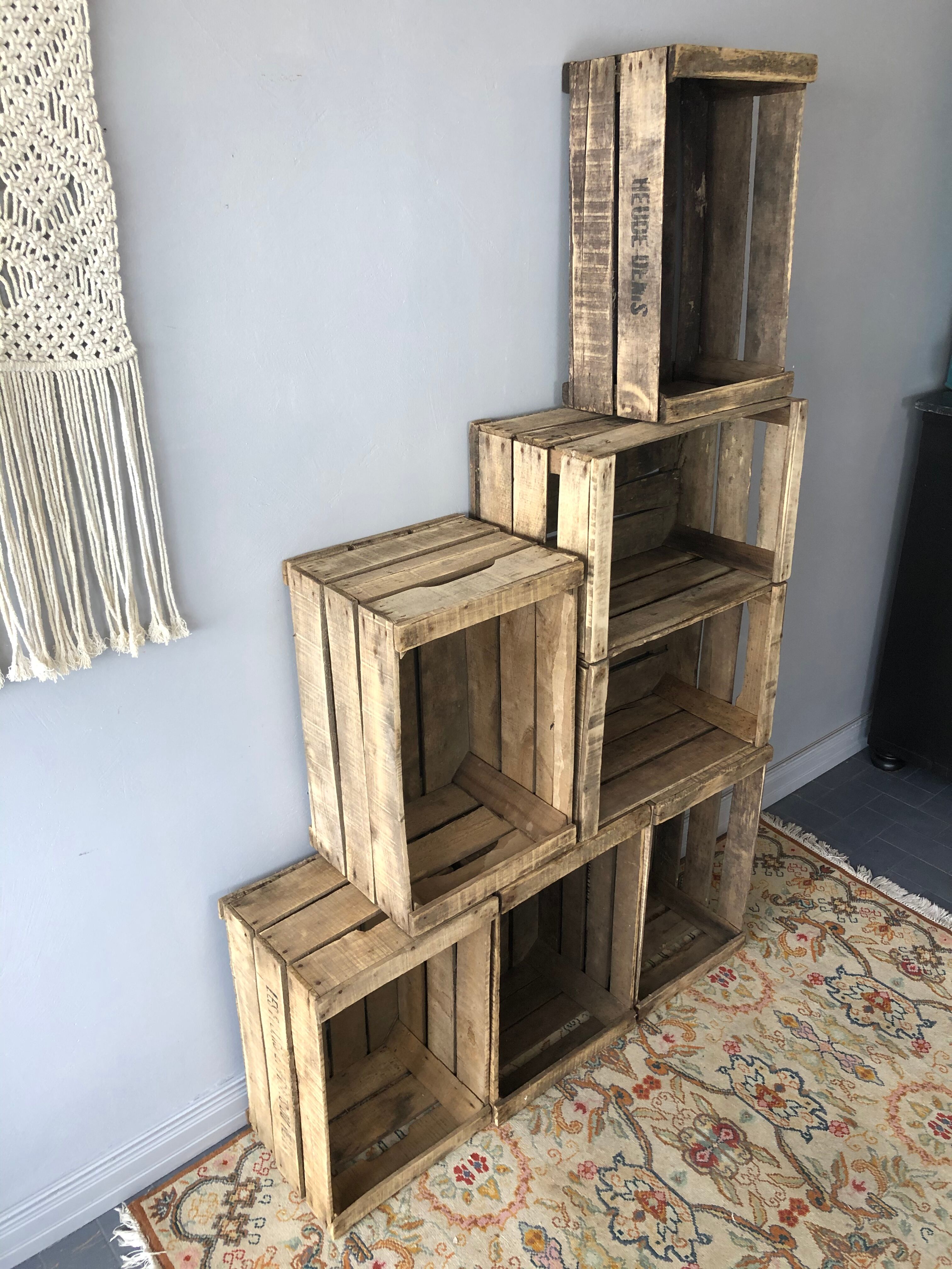 Lot of 7 old wooden crates