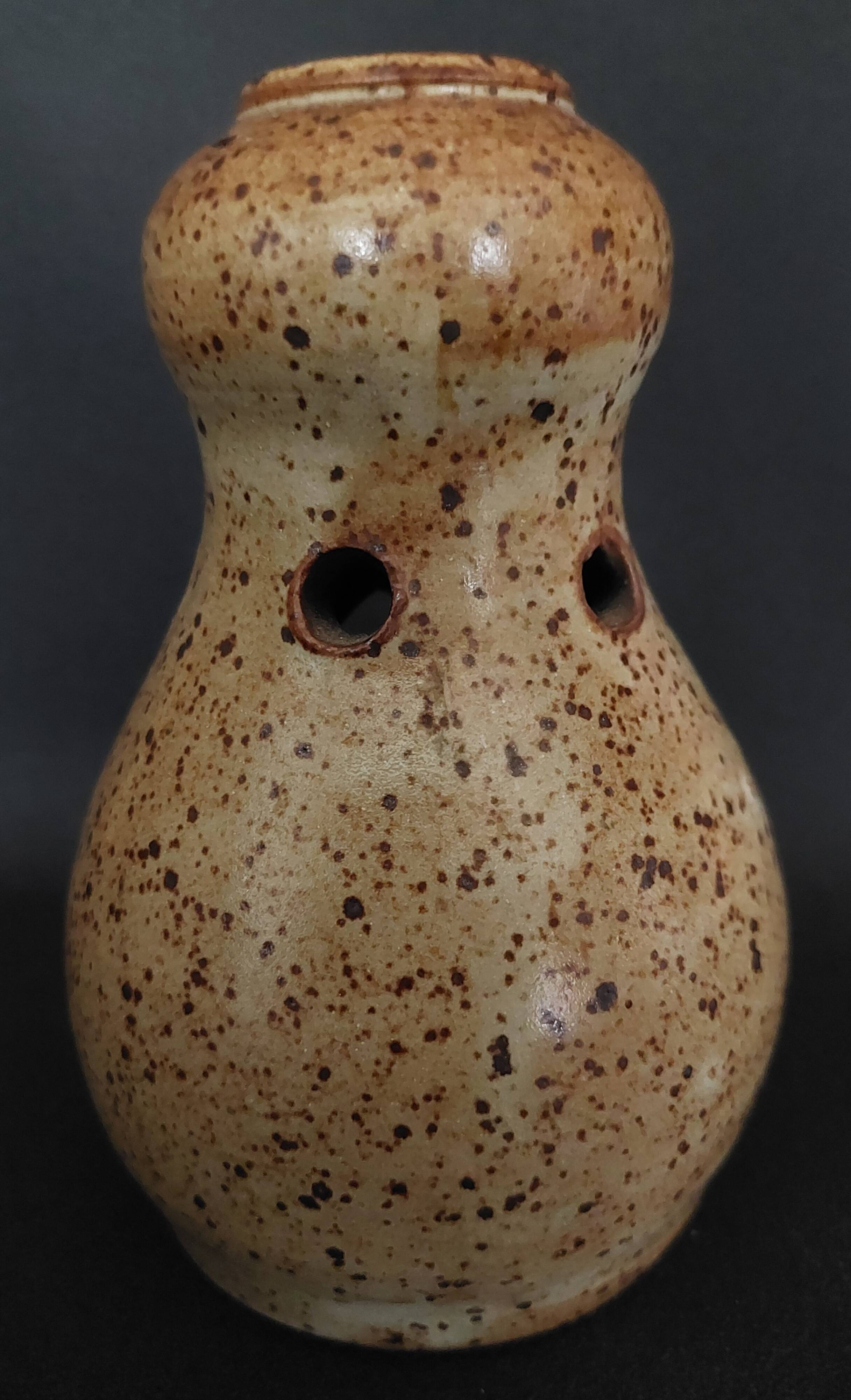 20th century pyrite stoneware tea light holder