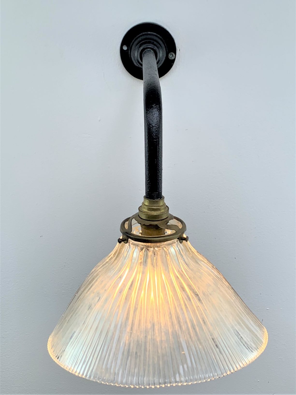 Applique col de cygne droit 1930 avec Holophane Verre