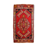 Turkish yastik handmade vintage rug 50cm x 96cm 1960s, 1C651