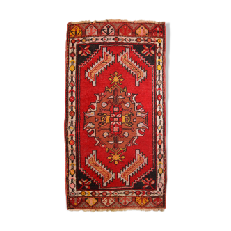 Turkish yastik handmade vintage rug 50cm x 96cm 1960s, 1C651