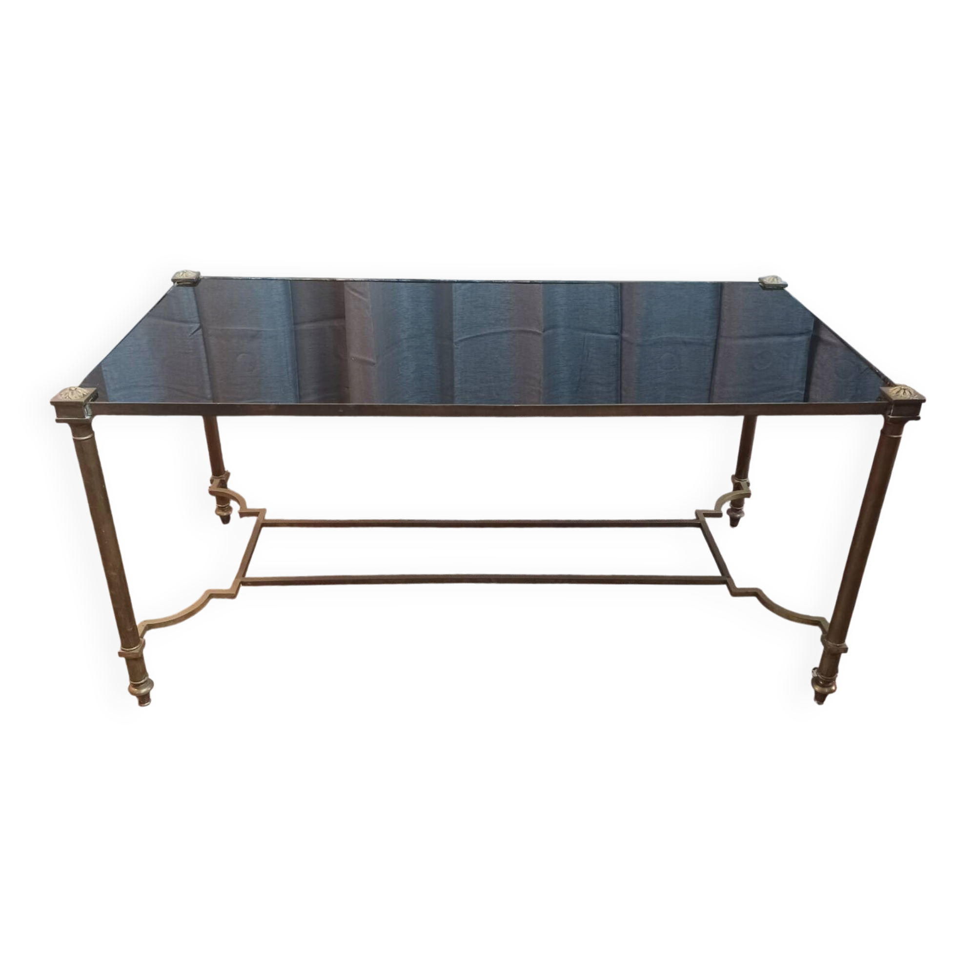 Vintage coffee table in brass and glass