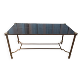 Table basse vintage en laiton et verre