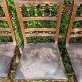 Set of 6 Henri II style chairs in wood and embossed leather