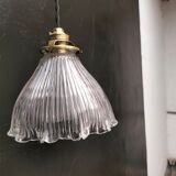 Holophane glass pendant light