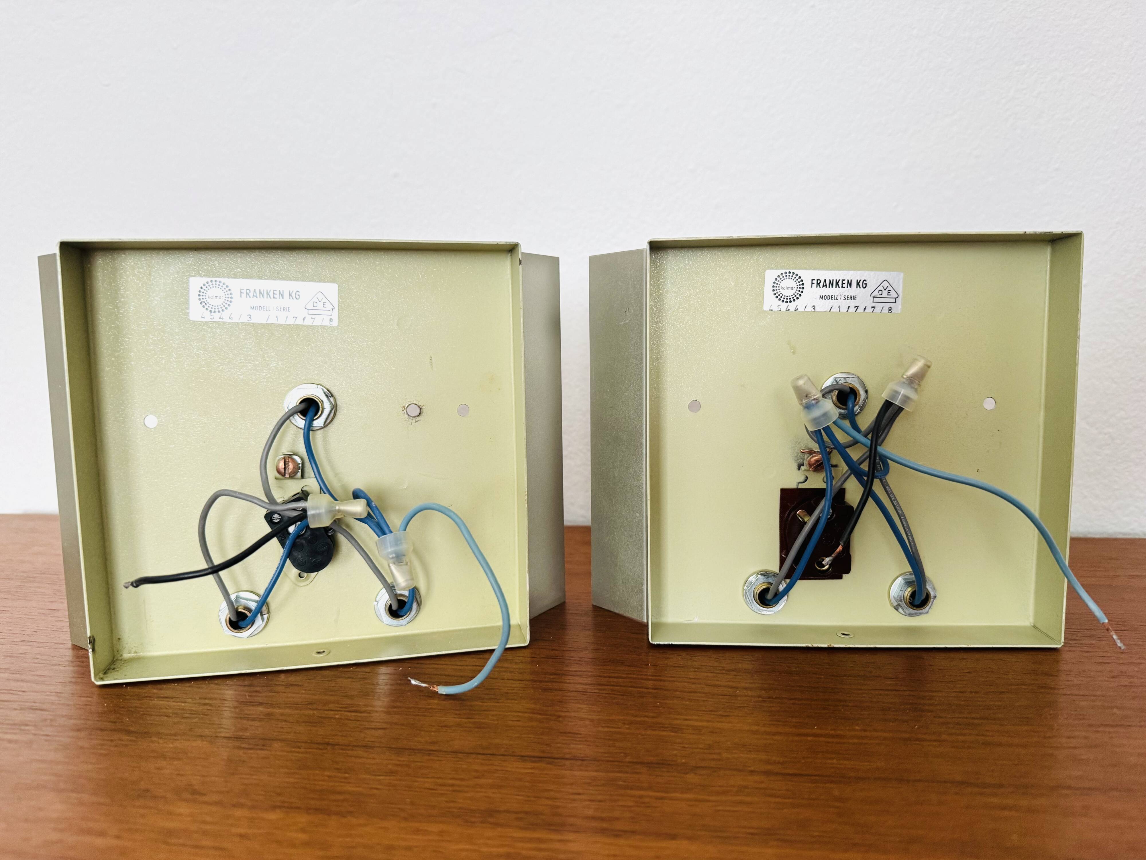 Set of 2 Austrian Ice Glass Wall Lamps by J.T. Kalmar