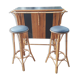 Rattan bar and its 2 stools 60