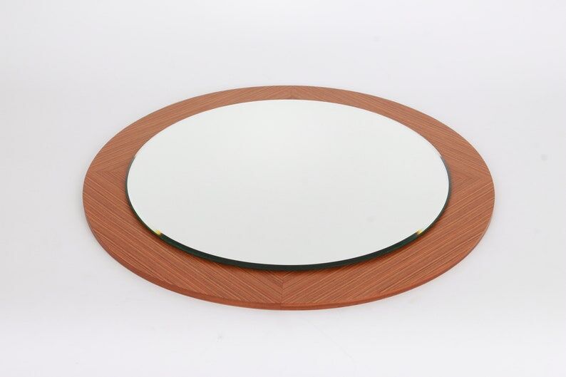 Vintage wall mirror in teak wood Germany 1960 60x60cm