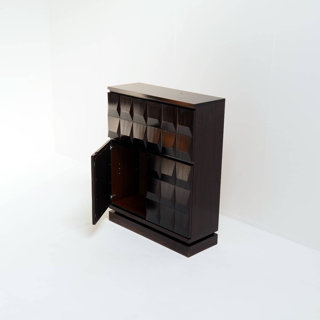 Mid-Century De Coene Frères Oak Cabinet, 1970s Brutalist Belgian design