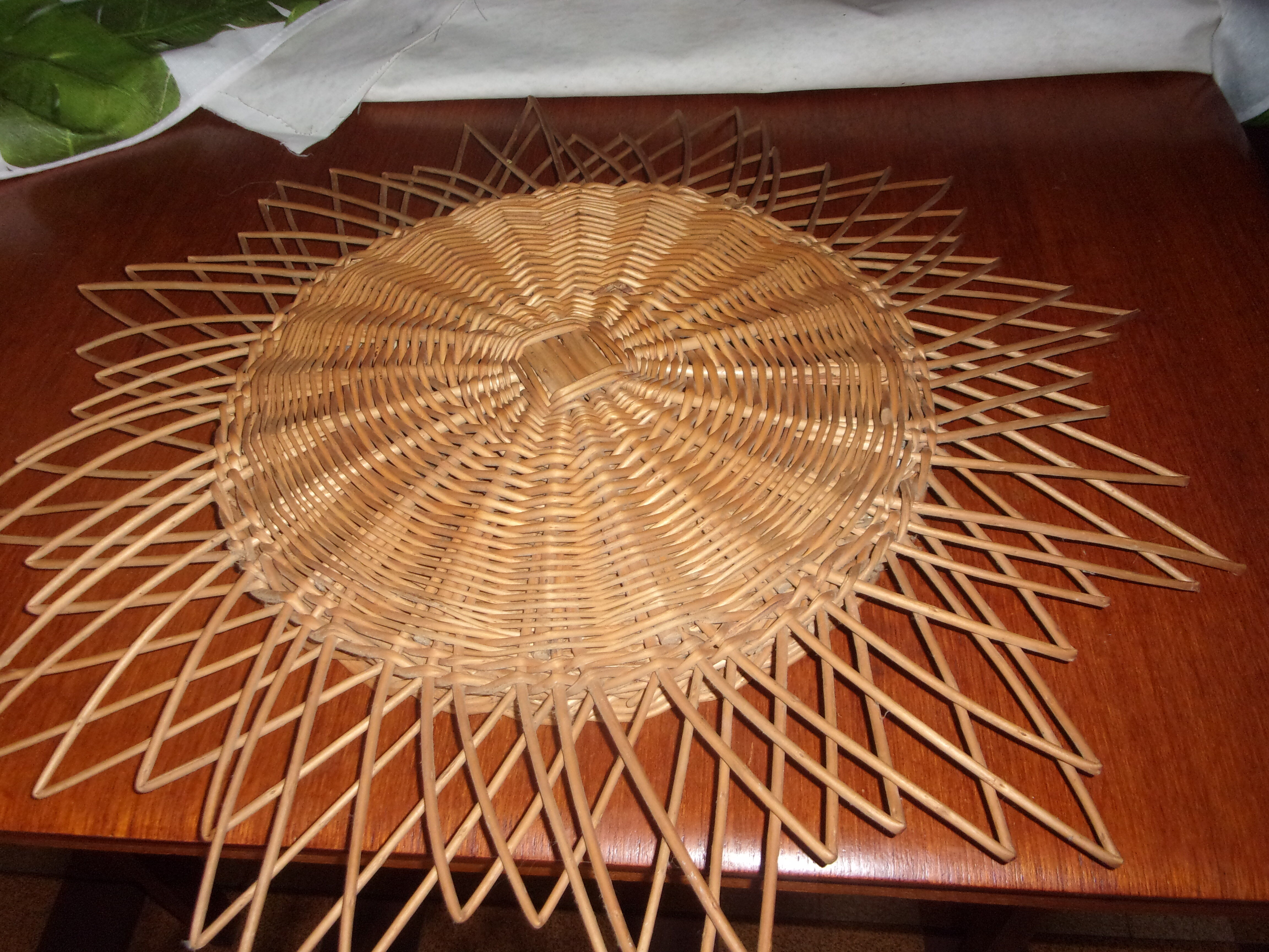 Vintage wicker sun mirror 58cm