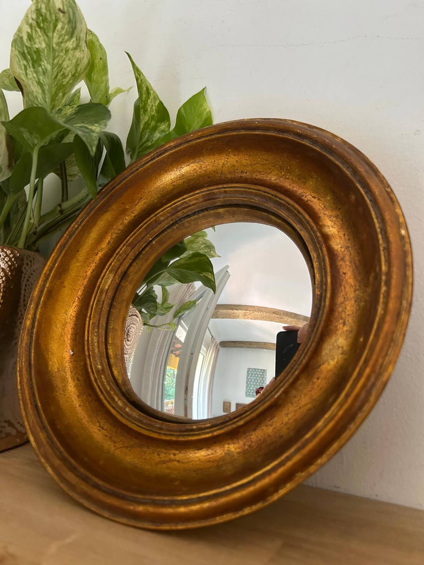 Miroir rond convexe doré miroir de sorcière