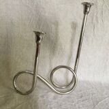 Twisted chrome metal candlestick
