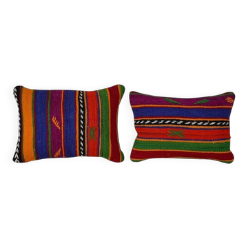 Set of 2 vintage kilim cushion covers 33x51 cm