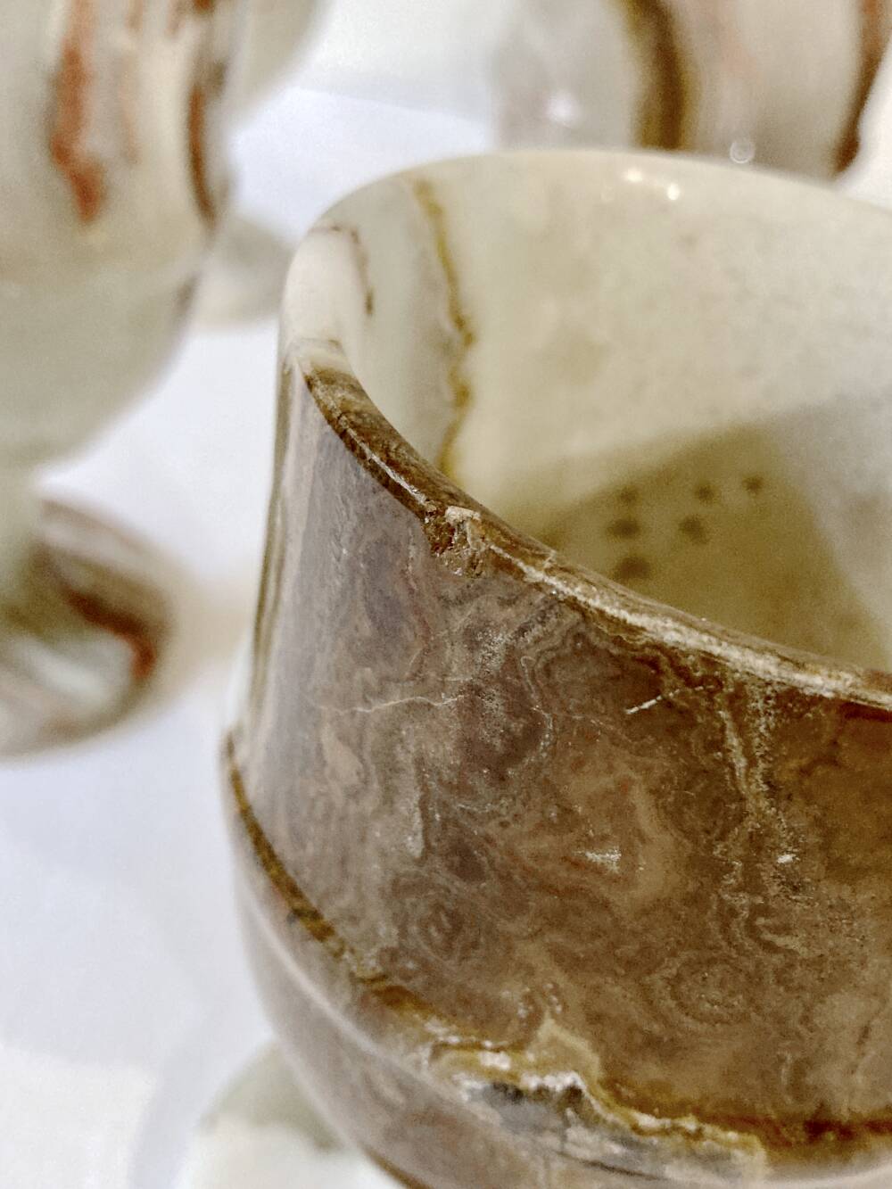 6 footed glasses in alabaster