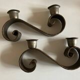 Pair of corrugated wrought iron candlesticks 1950