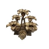 Mid-century 5-arm brass flower candlestick
