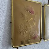 Miroir vintage 1920 triptyque barbier doré fleurs neuf bon marché - 28 x 60