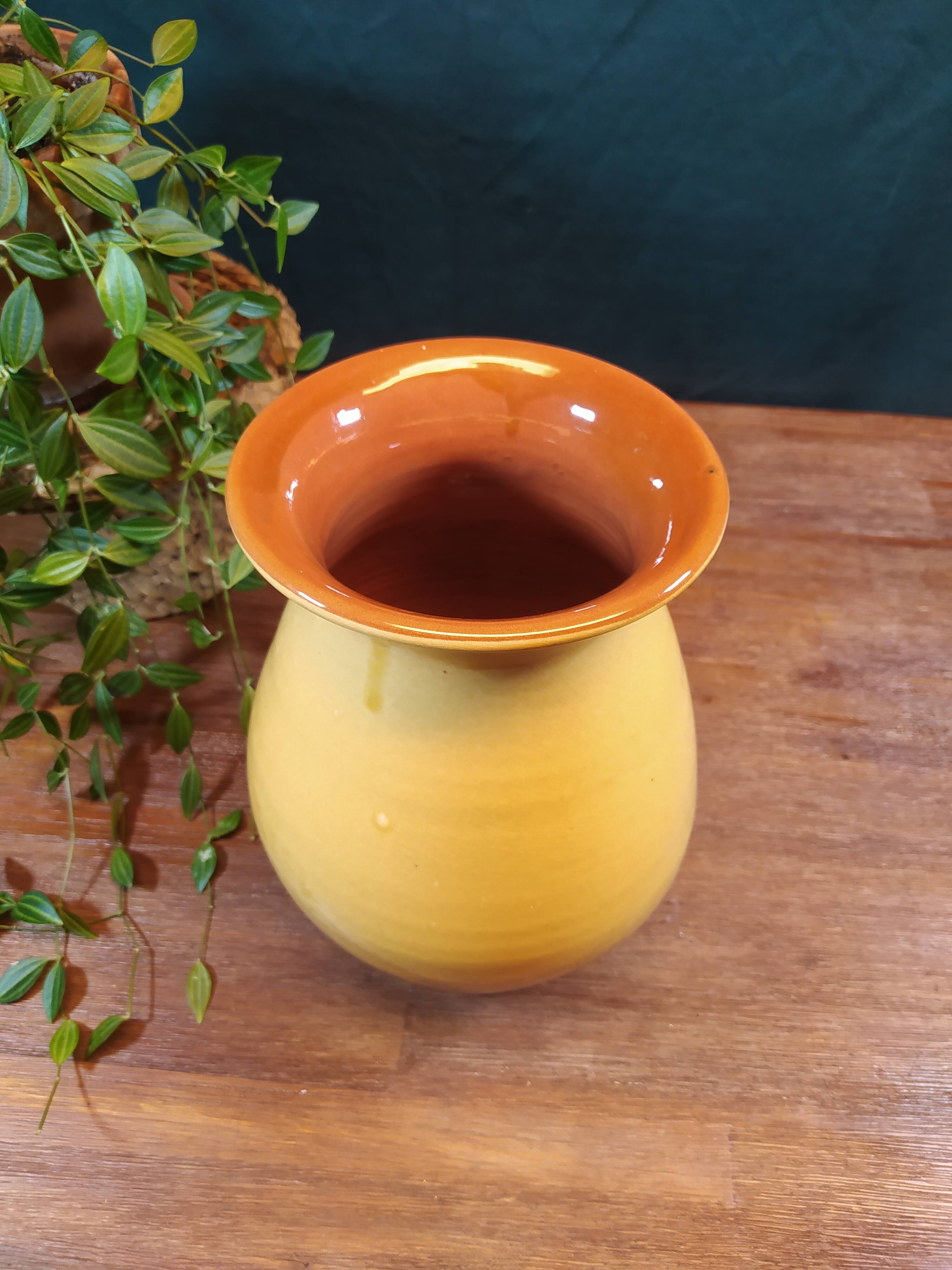 Vintage mustard yellow stoneware vase