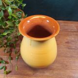 Vase en grès vintage jaune moutarde