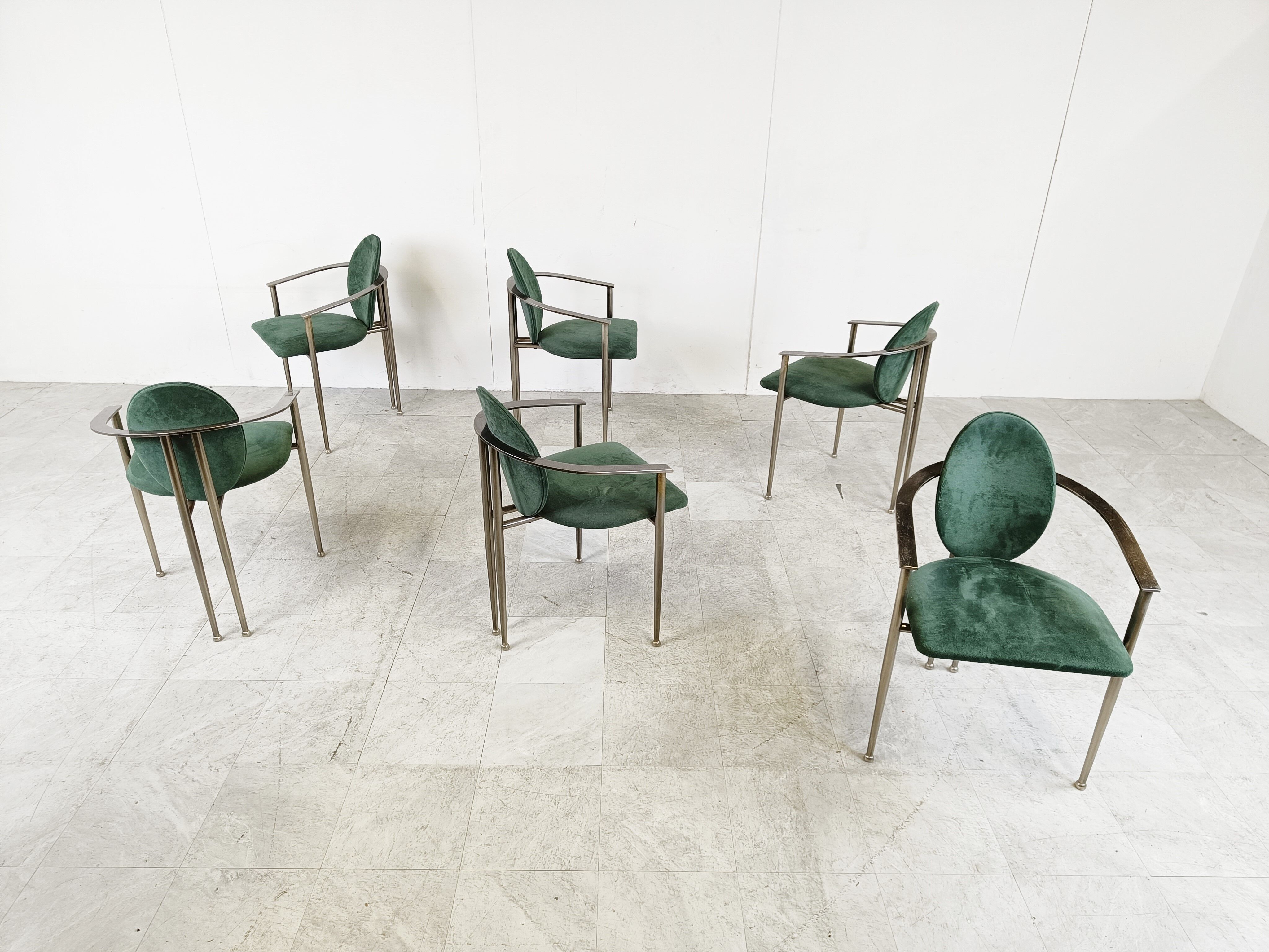 Vintage dining chairs by Belgo chrom, set of 6 - 1980s