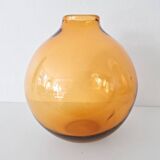 Mouth-Blown Amber Glass Glass - Multiple Orientations - 1990s, Italy