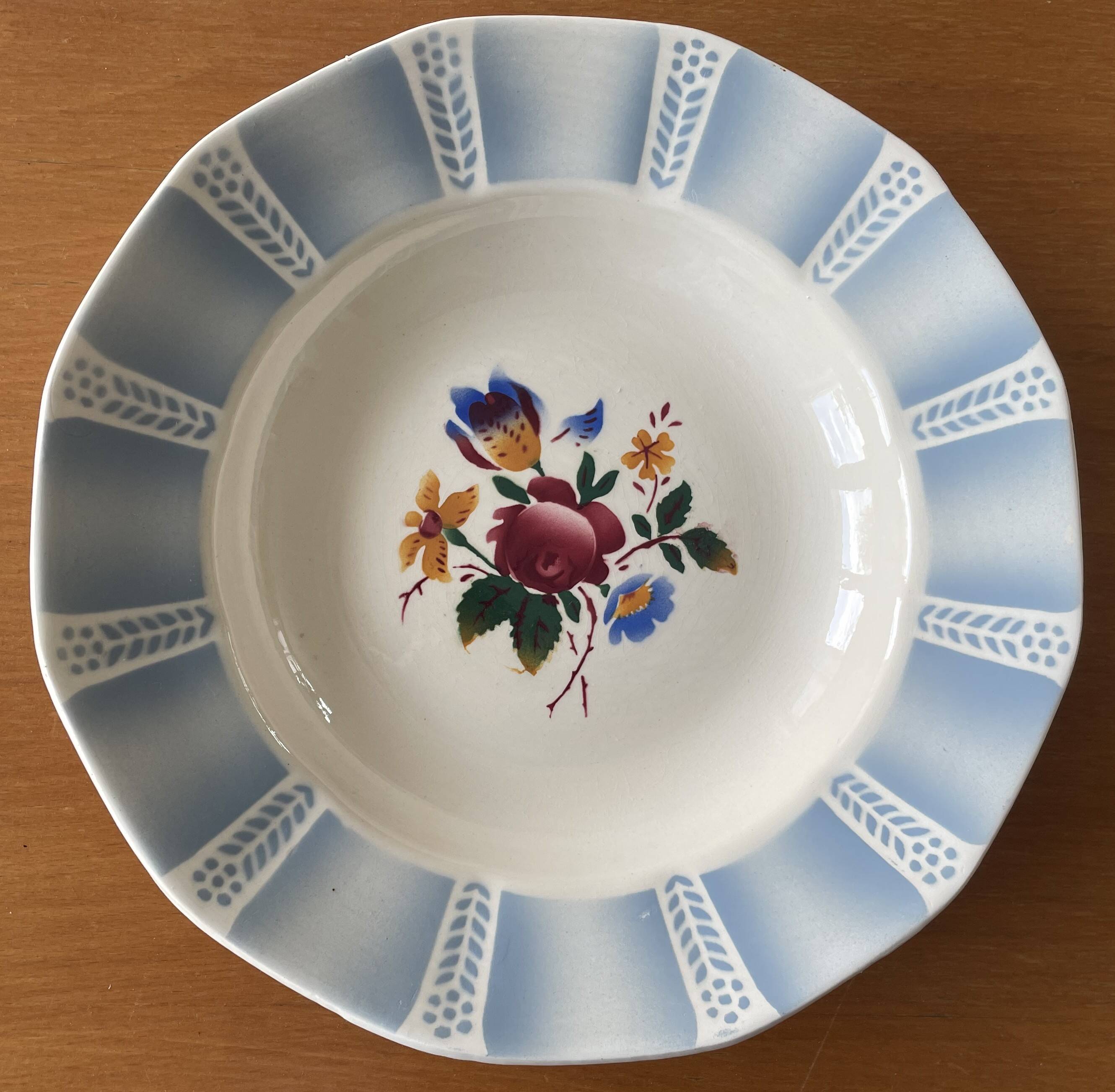 6 antique deep plates in Sarreguemines earthenware