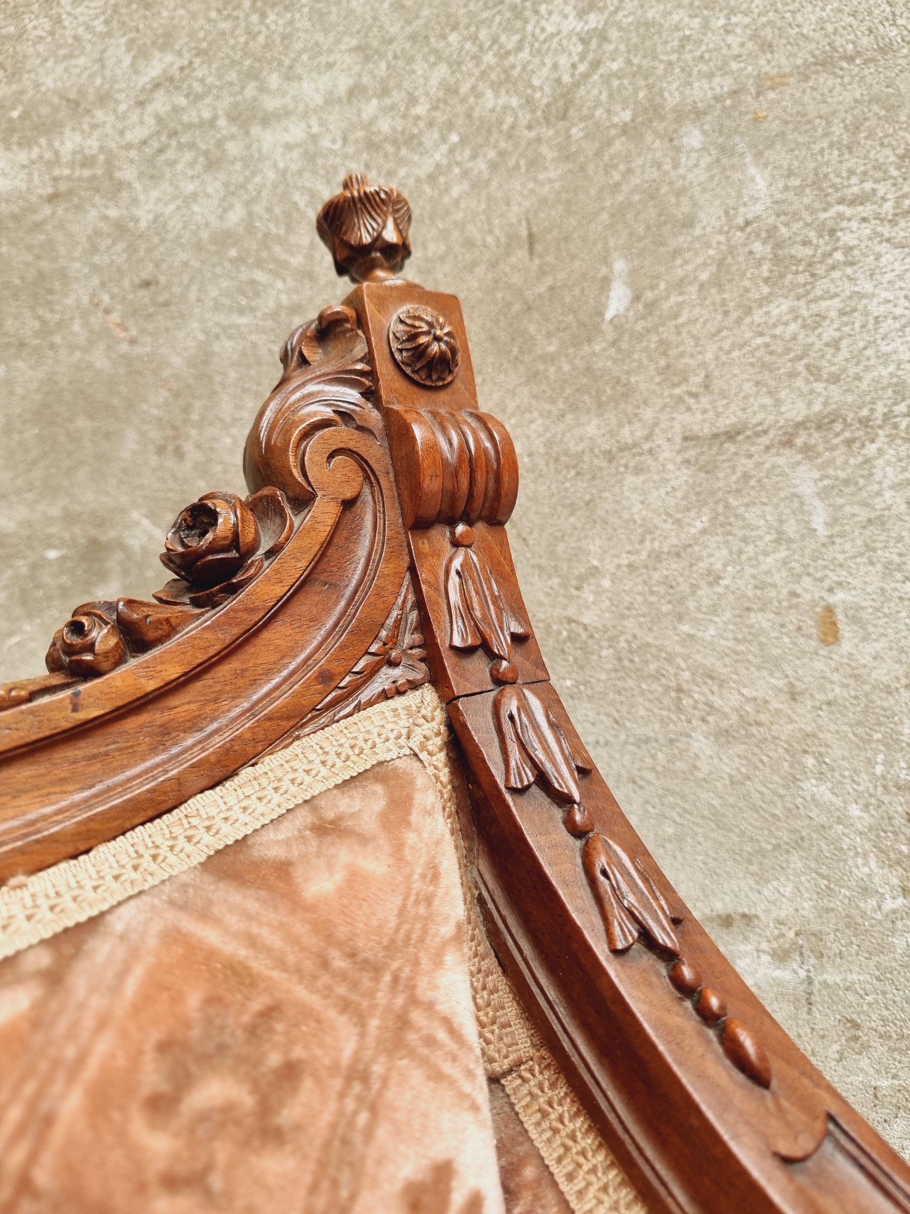 Antique sofa seat classic hall bench old pink