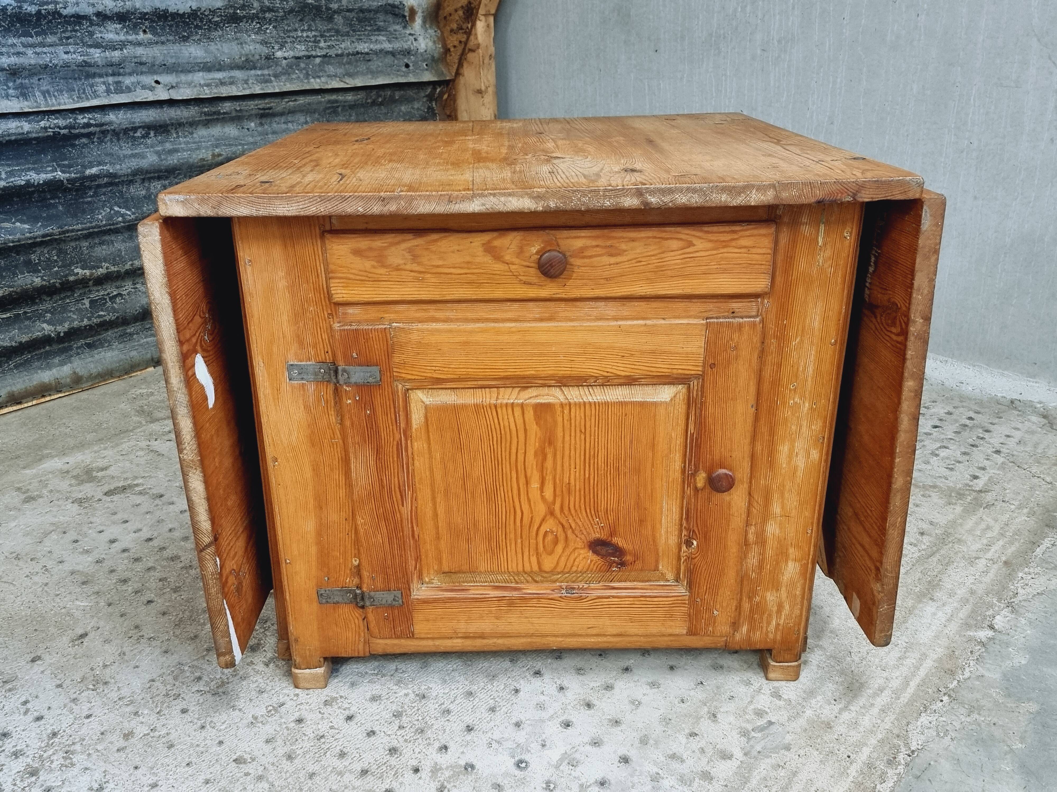 Antique Swedish table folding table with plenty of storage space