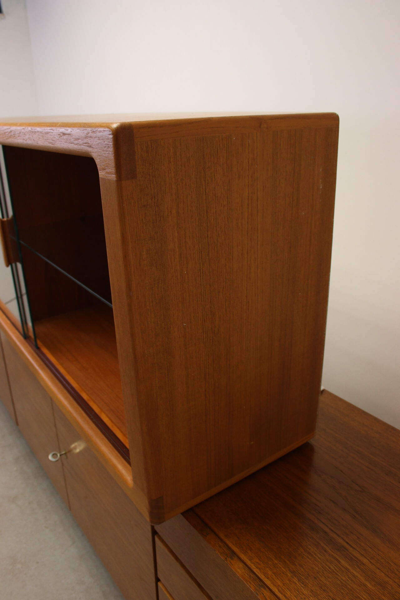 johannes Andersen teak lighted display cabine For Silkeborg Denmark