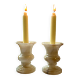 Pair of alabaster candlesticks