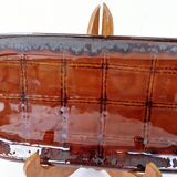 Plat Ovale Ancien Faïence K&G Luneville Décor Quadrillé 37 x 15.5 cm