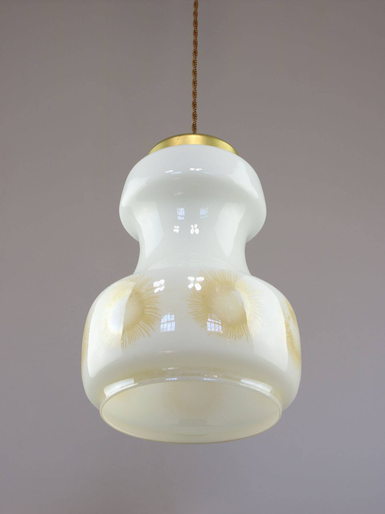 Mid-Century Italian Opaline and Brass Pendant Lamp